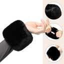 SATINIOR Women's Winter Faux Fur Fuzzy Wrist Cuffs Warmers and Boot Cuffs Knitting Fluffy Leg Warmers for Women Girls (Black)