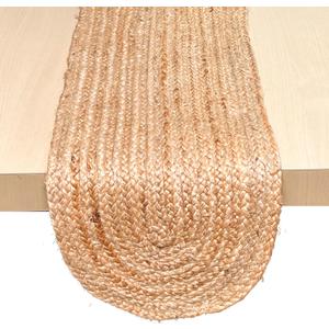 Chardin home Jute Braided Oval Table Runner | Boho Table Runner | Artisanal Center Piece for Table, Chests, Counter Tops and More | Handmade Natural Jute 13"x48"