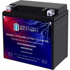 Mighty Max Battery YTX14-BS - 12 Volt 12 AH, 200 CCA, Rechargeable Maintenance Free SLA AGM Motorcycle Battery