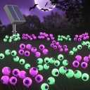 Halloween Decorations Outdoor Solar Eyeball Lights 4 Pack 32 LED 8 Modes Waterproof Scary Spooky Eyeballs Light Purple and Green Solar Garden Lights for Yard Party Halloween Decor (Green & Purple)