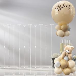 10 Sets Acrylic Balloon Stands for Table Centerpieces, 31.5 Inch Balloon Holder Sticks with Base, Table Top Balloon Stand Kit for Baby Shower Birthday Graduation Wedding Party Decorations