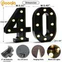 Pooqla Decorative Led Light Up Number Letters, Black Plastic Marquee Number Lights Sign for 40th Birthday Party Wedding Decor Battery Operated Black Number 40