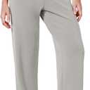 ODODOS Women's Modal Soft Wide Leg Pants Elastic High Waist Casual Lounge Relaxed Pants with Pockets - 27"/ 29" / 31" Inseam (Light Gray)