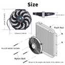 12 Inch Universal Slim Fan Push Pull Electric Radiator 12V 80W High Performance Cooling Fan Mount Kit Black 2 Pcs