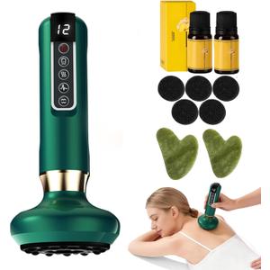 Lymphatic Drainage Massager Electric Cupping Massager with Heat Vibration and Red Light, 12 Level Suction Body Massager for Legs Arms Waist Abdomen, Rechargeable Cellulite Massage Tool for Home Use