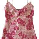 Emo Coquette Cropped Top Grunge 2000s Spaghetti Strap Tops Streetwear Vintage Camisole Y2k Cheetah Tops (Hot Pink Flower, Medium)