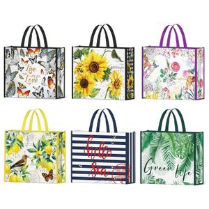 NymphFable Shopping Bags, 6 Pack Reusable Grocery Tote Bags, 50 lb Capacity