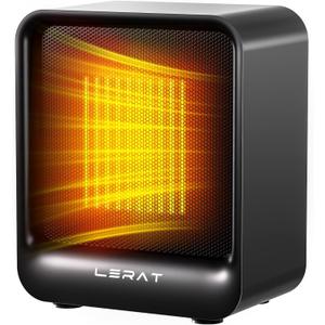 Lerat Mini Space Heater, 500W Quiet Electric Heaters for Indoor Use, Safe PTC Ceramic Desk Heater with Tip-Over & Overheat Protection, Small Portable Personal Fast Heating for Office Home Dorm Bedroom
