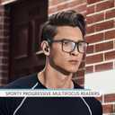 Missfive 2 Pack Upgraded Bend-Proof Multifocus Progressive Reading Glasses Men, TR90 Sporty Frame & Metal Spring Hinge, No-Line Multifocal Anti Blue/UV Near-Mid Workspace Readers 1.25x