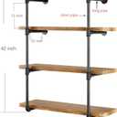 Yuanshikj 2Pc (42" Tall,12" deep) Industrial Wall Mount Iron Pipe Shelf Shelves Shelving Bracket Black Bookshelf DIY Storage offcie Room Kitchen (2 Pcs 4Tier Hardware Only)