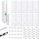 LOVUFIR Adhesive Punch-Free Socket Holder, 10Pcs Power Strip Holder and 40Pcs Cable Clips Kit, White, Self-Adhesive, Cord Management