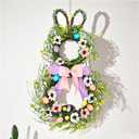 25 Inch Easter Bunny Wreaths for Front Door Decoration,Easter Door Wreath with Pastel Eggs Artificial Floral Decorations for Home Indoor Outdoor Porch Wall