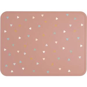 Simple Modern Silicone Placemat for Baby, Toddlers, Kids | Non-Slip Baby Eating Table Food Mat for Restaurants and Dining Table | Piper Collection | Hearts on Pink