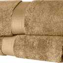 SUPERIOR Egyptian Cotton Pile Bath Towel Set of 2, Ultra Soft Luxury Towels, Thick Plush Essentials, Absorbent Heavyweight, Guest Bath, Hotel, Spa, Home Bathroom, Shower Basics, Toast