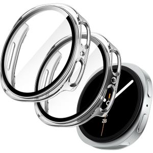 JETech Case with Screen Protector for Samsung Galaxy Watch 8 40mm, Overall Protective Cover, Built-in Tempered Glass Film High Sensitivity, 2 Pack (Clear)