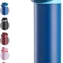 Fijinhom 24 oz Insulated Water Bottle, Stainless Steel Water Bottle with 2-in-1 Straw and Push-Button Spout Lid, Keeps 24 Hours Cold, Double Wall Vacuum Leak-Proof & BPA-Free for Sports, Travel, Blue