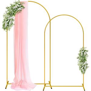 Pureegg Gold Arch Backdrop Stand Set, Metal, Set of 2, 7.2 ft and 6 ft