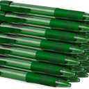 deegtran Pens Bulk, 30 Pack No Bleed Green Ink Click Pens with Soft Grip, Wholesale Retractable Ballpoint Pens for Office School, Medium Point Smooth 1.0MM
