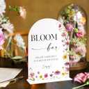 6x8" Bloom Bar Sign for Wedding Table Decor, Wild Flower Arch Acrylic Wedding Signs for Reception, Floral Bridal Shower Engagement Party Decor for Baby In Bloom Baby Shower Decorations