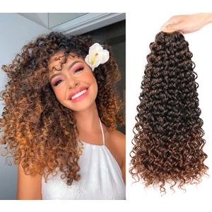 8 Packs 18 inch GoGo Curl Crochet Hair for Black Women Water Wave Curly Crochet Braiding Hair Ocean Wave Beach Curl Wavy Crochet Hair Extensions (Pack of 8, Ombre Brown)