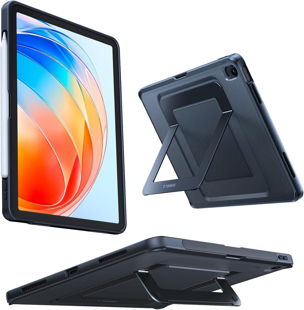 TORRAS Ostand K1 Guardian for iPad Air 11 inch Case M4/M3/M2 (2026/2025/2024), Ultra Stable Stand, Multiple Adjustable Viewing Angles, Slim Protective Kickstand Cover with Pencil Holder, Black