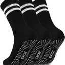 Pilates Socks - Non Slip Yoga Socks with Grippers, Sticky Barre Hospital Slipper Socks, 3-Pair Pack