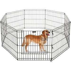 Puppy Playpen - Foldable Metal Exercise Enclosure with Eight 24-Inch Panels - Indoor/Outdoor Fence for Dogs, Cats, or Small Animals by PETMAKER