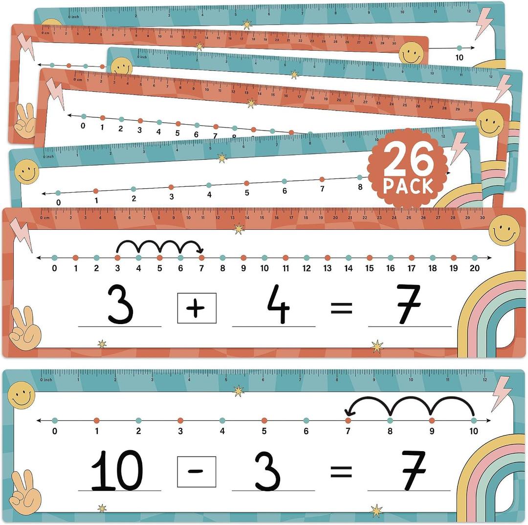 3 x 26 Pack Number Line Dry Erase Boards Cards (Boho Groovy)
