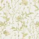 Vinjiasin Peel and Stick Wallpaper Vintage Yellow Floral Contact Paper Self Adhesive Removable Flower Leaf Wall Paper for Bathroom Bedroom Kitchen 16.1"x 118"