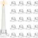 Hewory Glass Taper Candle Holders: 20 PCS Candlestick Holders Clear Short Tapered Candle Holder Set - Candle Stick Holder Decor for Table Centerpiece Wedding Party Advent Christmas Home Decorations
