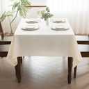MikiUp Faux Linen Tablecloth - Slubby Textured Weaves Table Cloth for Rectangle Tables, Wrinkle Free Washable Fabric Table Cover for Dining, Farmhouse, Beige 60 x 84 Inch