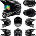 Motocross Helmet,Youth & Kids ATV Dirt Bike Motorcycle, BMX 4-Wheeler Off-Road Mountain Bike Helmet,DOT Certified,W/Gloves Goggles Mask 4-Piece Set (Gray, Medium)