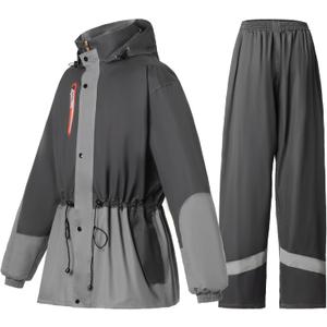 Rain Suit for Women Waterproof Hooded Rain Gear Rain Jacket and Pants 2 Piece Breathable Rain Coat Outdoor XXL