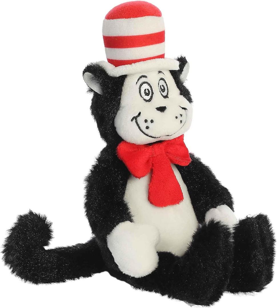 Aurora Whimsical Dr. Seuss Mini Cat in The Hat Stuffed Animal - Magical Storytelling - Officially Licensed - Black 7 Inches