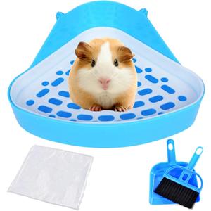 PINVNBY Guinea Pig Litter Box Triangle Potty Trainer Corner Chinchilla Litter Tray Hamster Plastic Corner Toilet Box for Bunny Ferret Small Animal