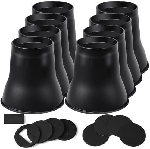 shouwuhho Bed Risers 6 inch, Heavy Duty Round Furniture Risers Lifts 6" for Table, Desk Leg, Sofa, Couch, Bed Frame Risers Supports Up to 6,000 Lbs, Black,  Pack of 8