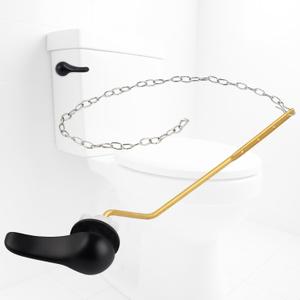iFealClear Universal Metal Toilet Tank Flush Lever Replacement, Side Mount Toilet Handle Replacement Kit, Solid Brass Toilet Trip Lever Fits Most Toilets, Stainless Steel Chain, Matte Black