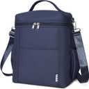 NOL Natural Organic Lifestyle Insulated Lunch Bags for Women Cooler Bag Lightweight Nylon Waterproof Lunch Box For Work (Navy blue, Large)
