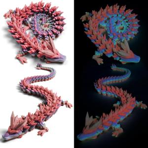 31.5" Large Glow in The Dark 3D Printed Dragon3D Dragon Toys Bigger Fidget Crystal Animals Toys, 3D Printed Articulated Animals for Home Office Car Desk Decor (Luminous Rainbow, 31.5 inch)