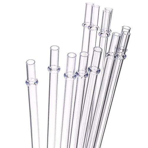 Dakoufish 7 Inch Clear Reusable Plastic Drinking Straws for 10 oz & 12 oz Short Mini Jar/Tumbler,Set of 12 Straws with Cleaning Brush (7inch, Clear)