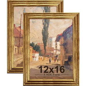 KTKDE 12x16 Picture Frame Set of 2, Ornate Vintage Gold Poster Frames- 12 x 16 Antique Photo Frame for Rustic Gold frame Wall Decor Display Retro Home Decor best gift