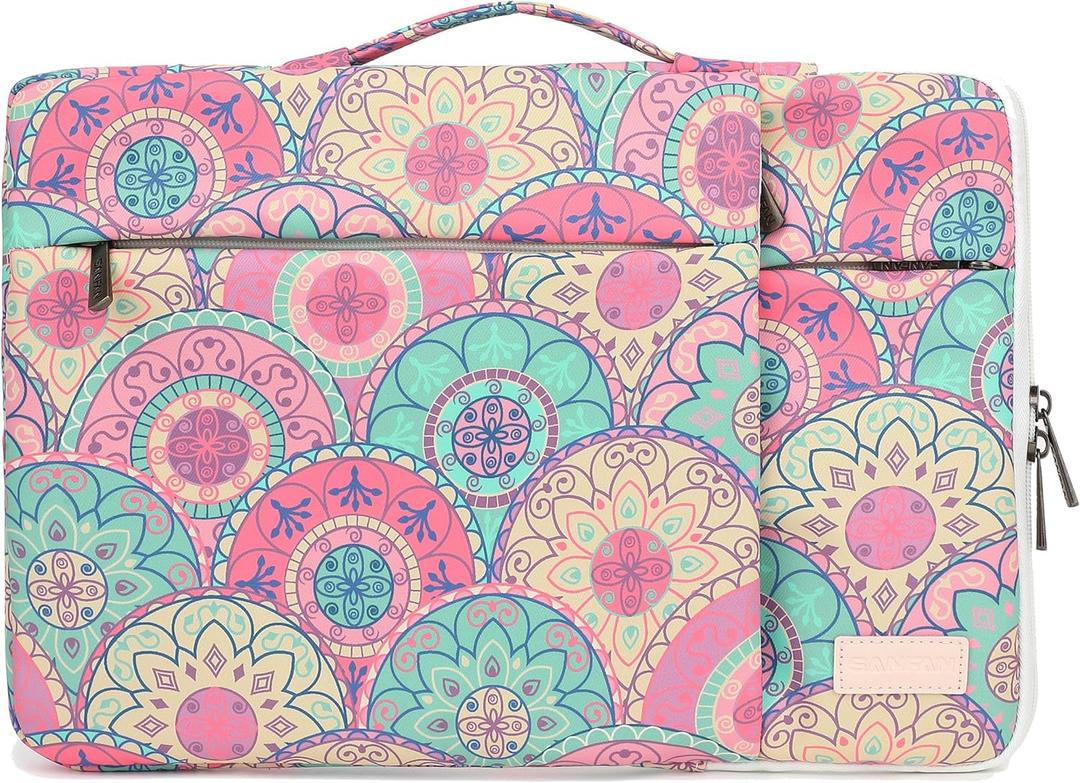 360 Protective 3 Pockets Laptop Sleeve Case Bag with Handle for MacBook Air 15 inch, MacBook Pro 16 inch, and 15.6 inch Screen Laptop (Bandanna)