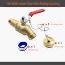 Upgrade Water Heater Drain/Flush Ball valve kit, Full-Port Valves 3/4"MIP x 3/4" Male GHT Connection to Hot Water Heater Tank, 2 inch Shank, 180 degree Handle with Chain, Cap and Thread Tape