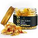 24K Edible Gold Foil Flakes - 200mg Gold Flakes for Cake Decorating, Baking, Cooking, Cupcakes, Chocolates, Drinks - Edible Gold Sheets