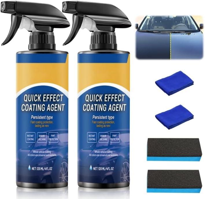 2026 Advanced Car Quick-Acting Coating Agent Spray, Quick Effective Coating Spray,Car Scratch Wax Polish Sprays Waterless Wash, Oil Film Emulsion Glass Cleaner(2PCS)