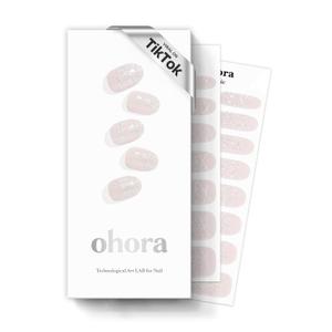 ohora Semi Cured Gel Nail Strips (N Dress Up) - White, Patterned, Works with Any UV/LED Lamps, Salon-Quality, Long Lasting, Easy to Apply & Remove - Includes 2 Prep Pads, Nail File & Wooden Stick