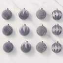 12PCS Velvet Glitter Christmas Ball Ornaments, 3.15 Inches Luxury Christmas Decorations, Elegance Modern Hanging Ornaments for Xmas Tree, Party, Wedding, Home Decor (Gray) (Grey)