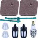 Adefol Air Fuel Filter Kit for Stihl FS38 FS55R FS45 FS45C FS46 FS55 HS45 KM55 HL45 MM55 Etc, String Trimmer Accessory Air Filter + Fuel Filter + Fuel Line + Spart Plug + Primer Bulb 9 in 1 Parts