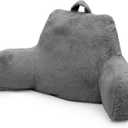 Reading Pillow for Sitting in Bed Adult, Standard Reading Pillow with Memory Foam, Back Pillow for Bed Sitting Up with Extend Arms, Grey
