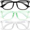 Gaoye Stylish Blue Light Glasses for Woman - Computer Glasses 99% Blue Light Blocking - Lightweight TR90 Frames - 3 pack (A9-matte Black+transparent+green)